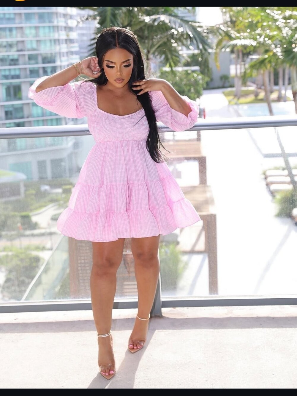 Women’s Pink Tiered Mini Dress